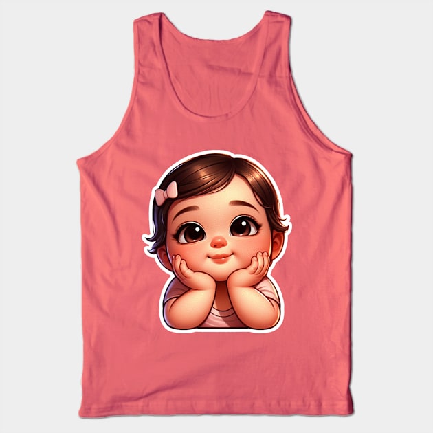 Cute Little Baby Girl Tank Top by Plushism